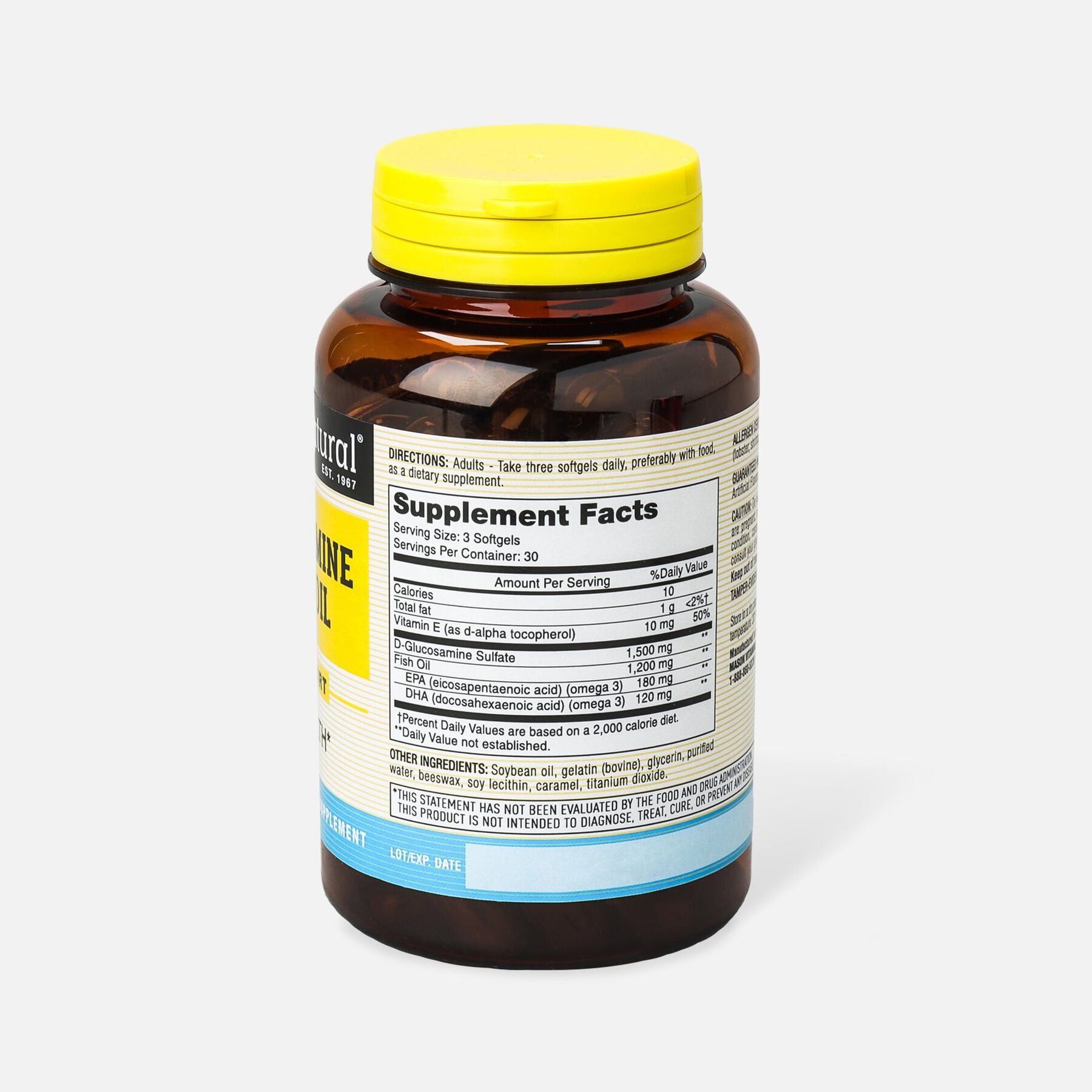 HSA Eligible Mason Vitamins Natural Glucosamine & Fish Oil, 90 softgels